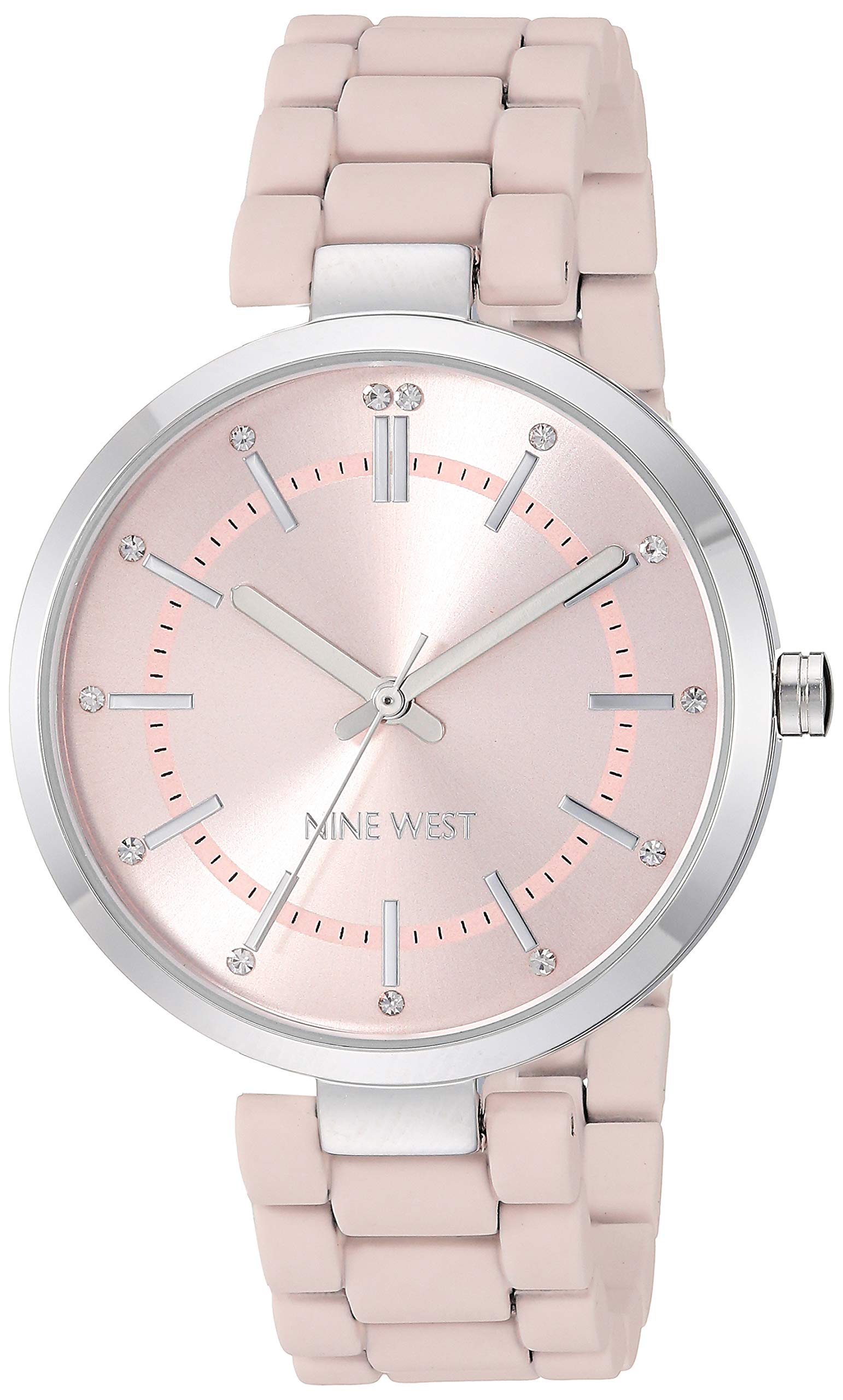 Nine West Women’s Crystal Accented Rubberized Bracelet Watch