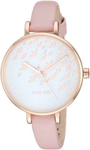 Nine West Women’s NW/2134RGPK Rose Gold-Tone and Pink Strap Watch