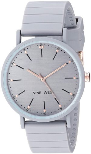 Nine West Women’s Grey Silicone Strap Watch, NW/2330GYGY
