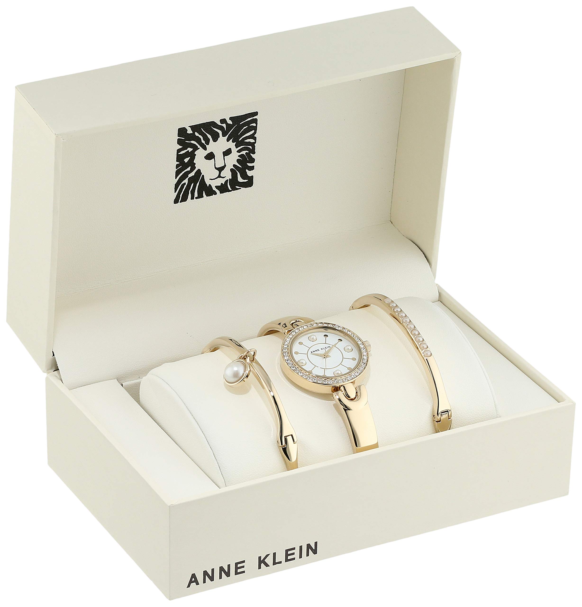 Anne Klein Women’s Swarovski Crystal Accented Watch and Bangle Set, AK/3288