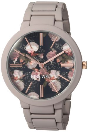 Nine West Women’s NW/2096BKGY Matte Mauve Rubberized Bracelet Watch