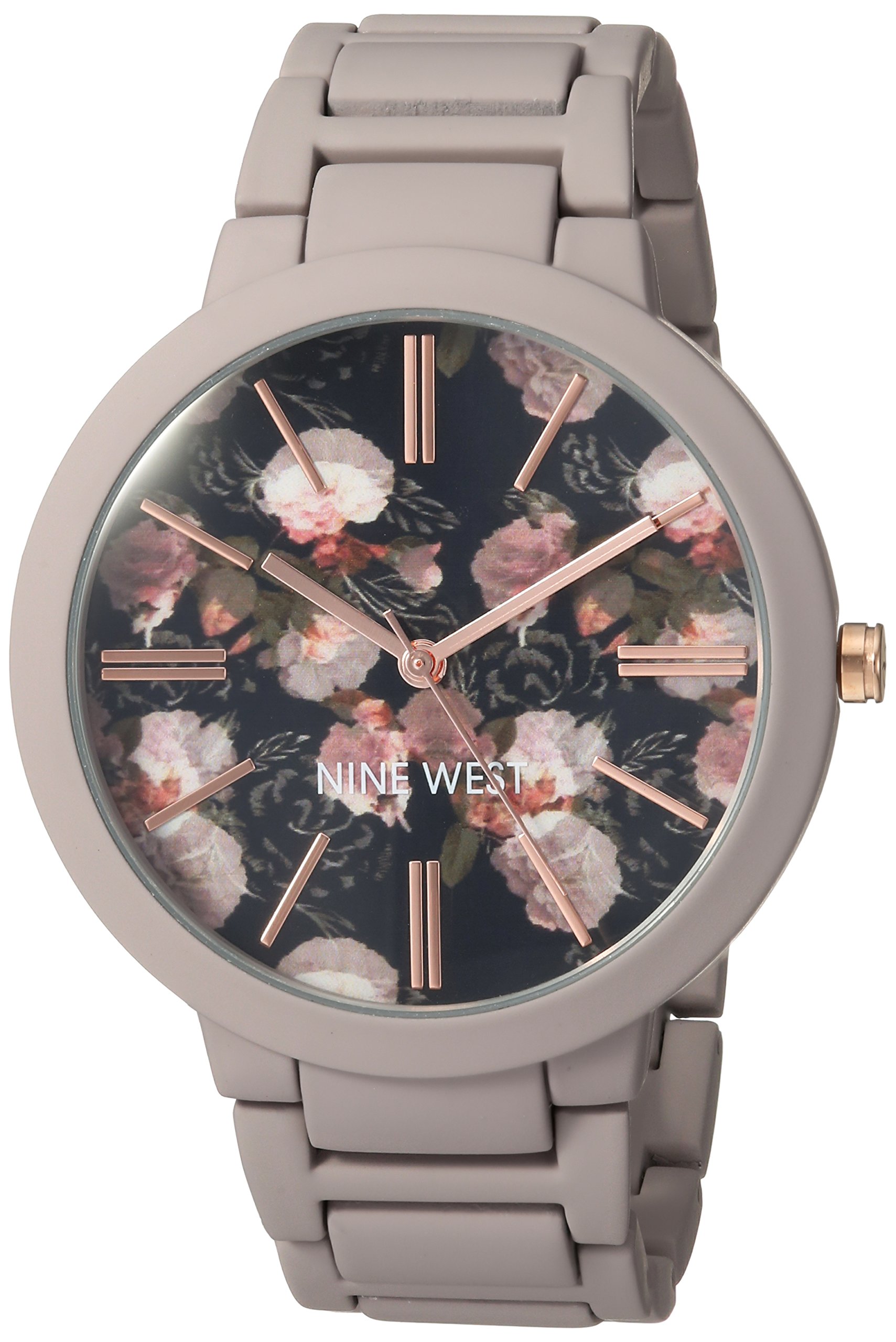 Nine West Women’s NW/2096BKGY Matte Mauve Rubberized Bracelet Watch