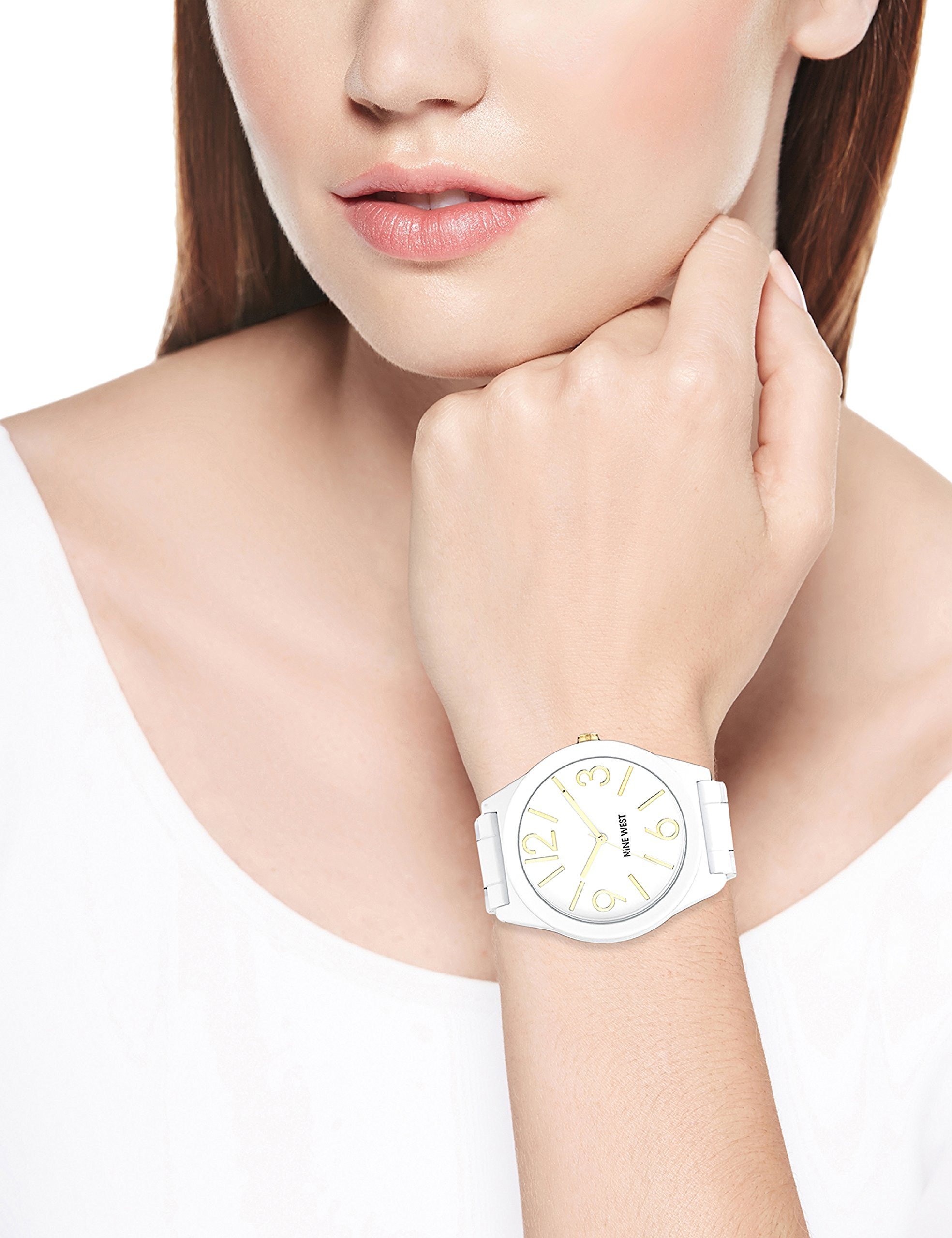 Nine West White Textured Bracelet Watch