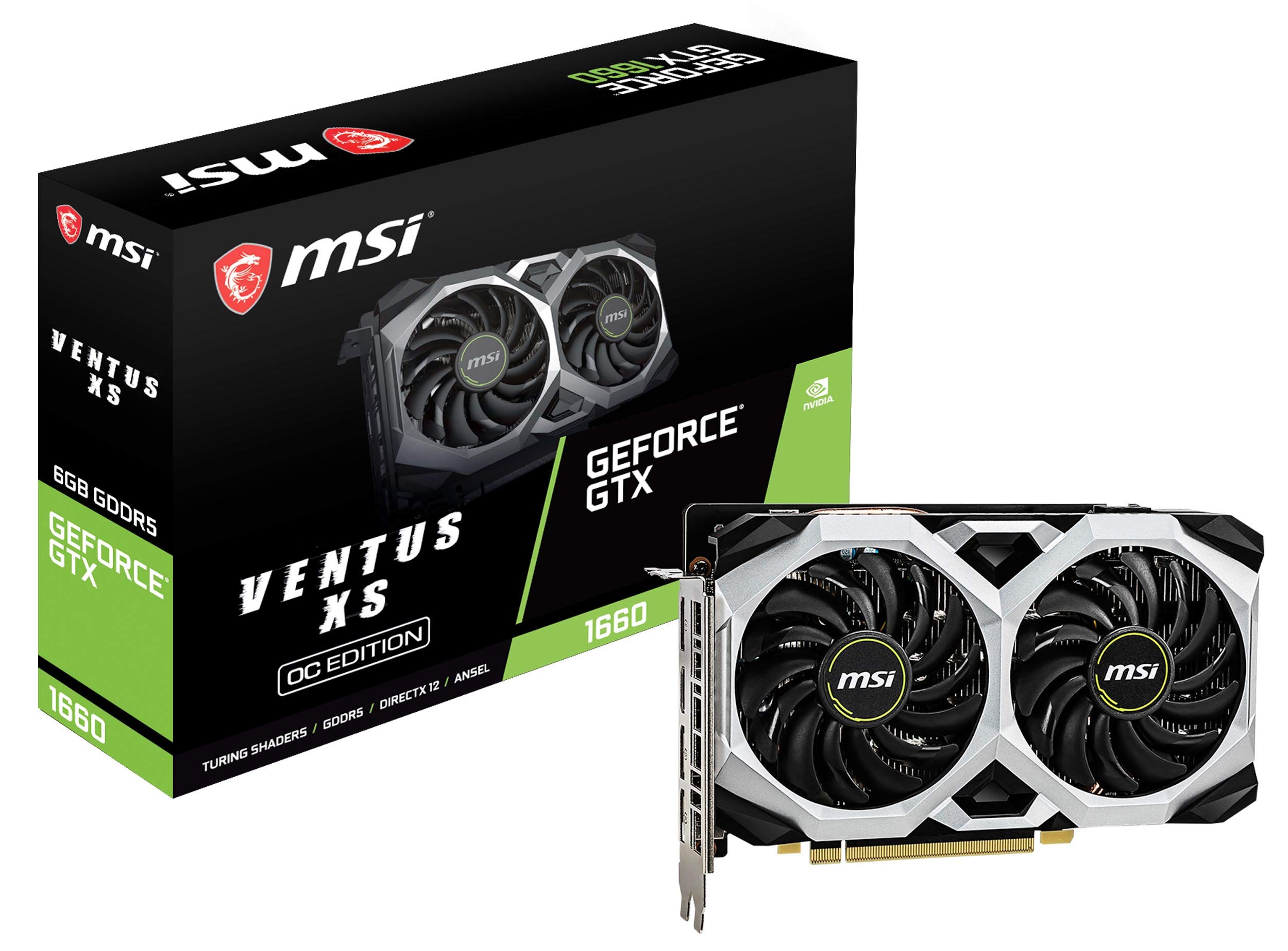 MSI Gaming GeForce GTX 1660 192-Bit HDMI/DP 6GB GDRR5 HDCP Support DirectX 12 Dual Fan VR Ready OC Graphics Card (GTX 1660 VENTUS XS 6G OC)