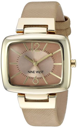 Nine West Women’s Goldtone Rectangular Strap Watch