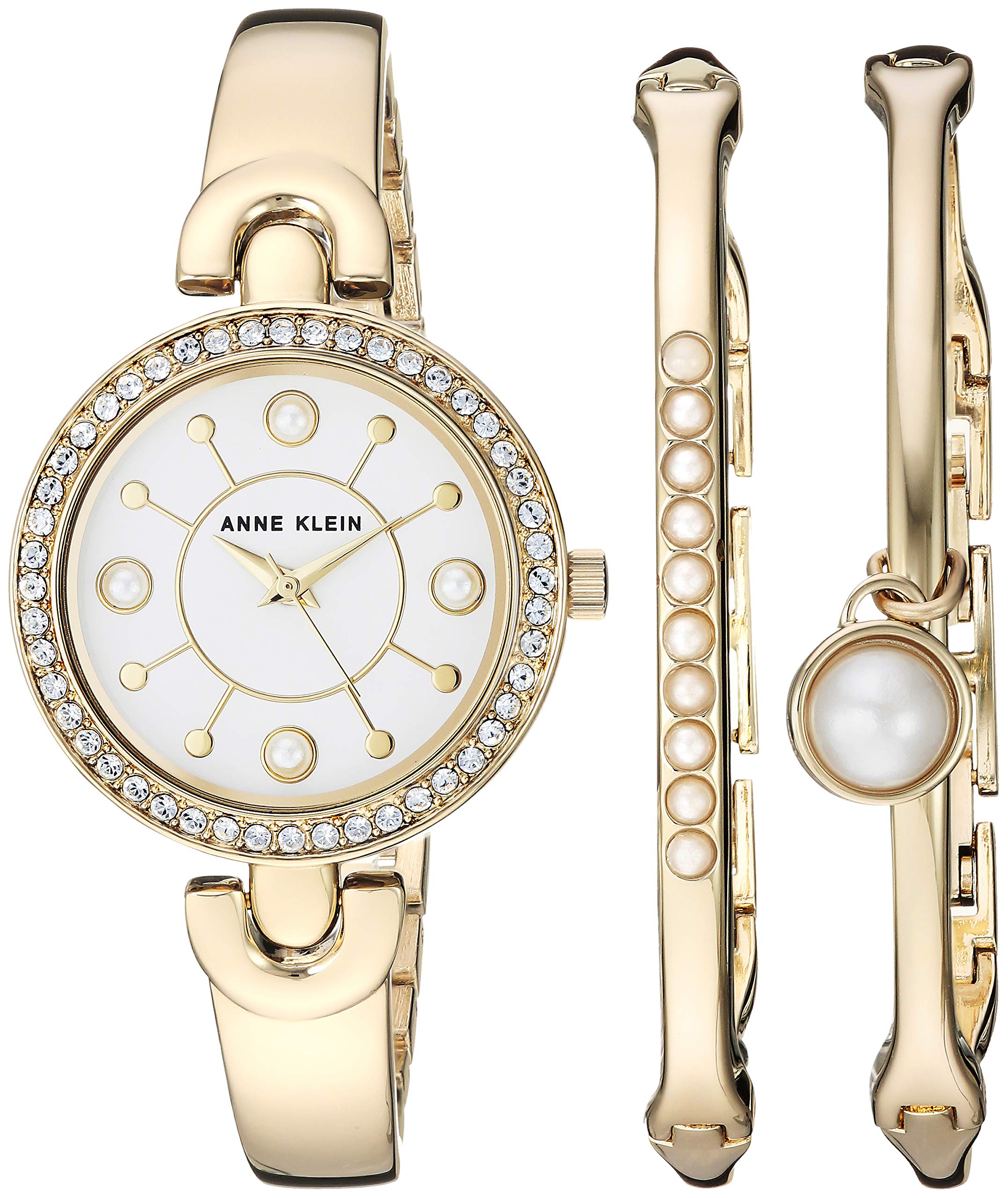 Anne Klein Women’s Swarovski Crystal Accented Watch and Bangle Set, AK/3288