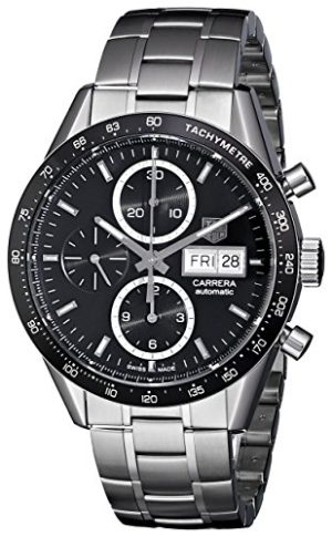 Tag Heuer Men’s ‘Carrera’ Black Dial Stainless Steel Chronograph Watch (Model: CV201AG.BA0725)
