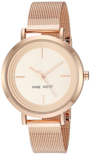 Nine West Women’s Gold-Tone Mesh Bracelet Watch