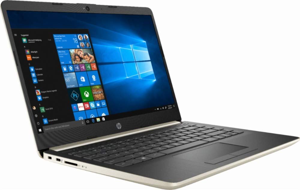 HP 14 Inch HD WLED-backlight Business Laptop | Intel Core i3-7100U 2.4GHz | 8GB DDR4 RAM | 128GB SSD | Gigabit Ethernet | SD Memory Card | WIFI | Bluetooth | HDMI | USB Type-C | WIndows 10 Home | Gold