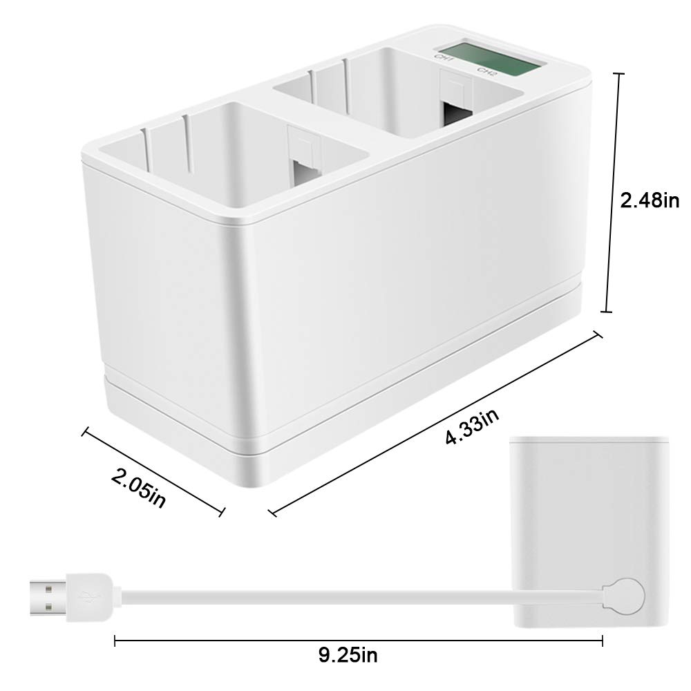 Arlo Battery Charger Station, Dual Rechargeable Batteries Charging Station for Arlo Pro/Pro 2/Go Camera with Type C Port and USB C Cable