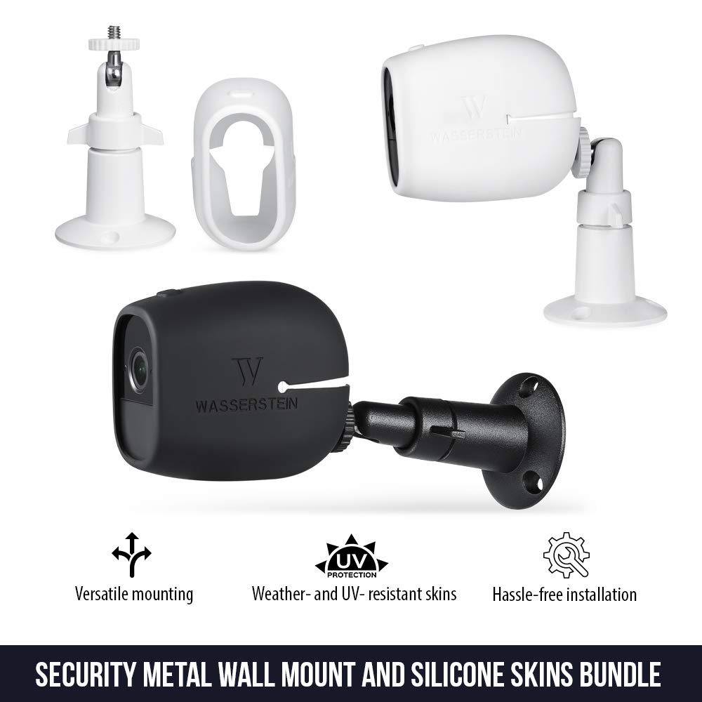 Security Metal Wall Mount and Silicone Skins Bundle Compatible with Arlo Pro and Arlo Pro 2 – Extra Flexibility and Protection for Your Arlo Cameras (3-Pack, White)