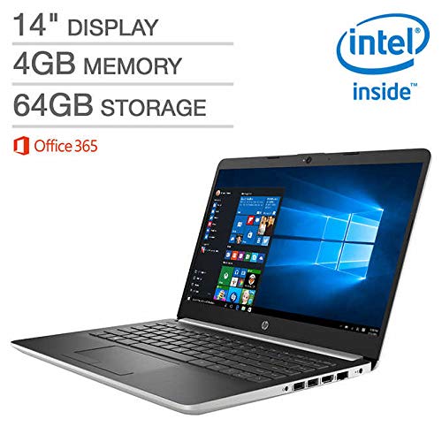 HP Premium High Performance Business Flagship Laptop PC 14″ HD LED-Backlit Display Intel Pentium N5000 4GB DDR4 RAM 64GB eMMC Bluetooth Office 365 Personal 1-Year Windows 10 S, Silver