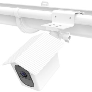 Koroao Weatherproof Housing Gutter Mount for Arlo Pro, Arlo Pro 2 – Sunscreen and Rustproof Outdoor Holder with Wider Perspective（White）