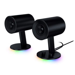Razer Nommo Chroma: Custom Woven 3″ Glass Fiber Drivers – Rear-Facing Bass Ports – Bass Knob w/ Automatic Gain Control – Razer Chroma Enabled – Full Range 2.0 PC Gaming Speakers, Black