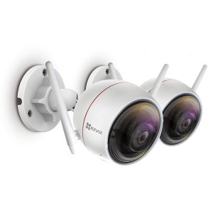 EZVIZ Outdoor 1080p Security Camera Surveillance Strobe Light & Siren IP66 Weatherproof 100ft Night Vision 2.4G Wi-Fi/Wired Two-Way Audio Works with Alexa Google Home IFTTT iOS Android App 2.8mm 2PK