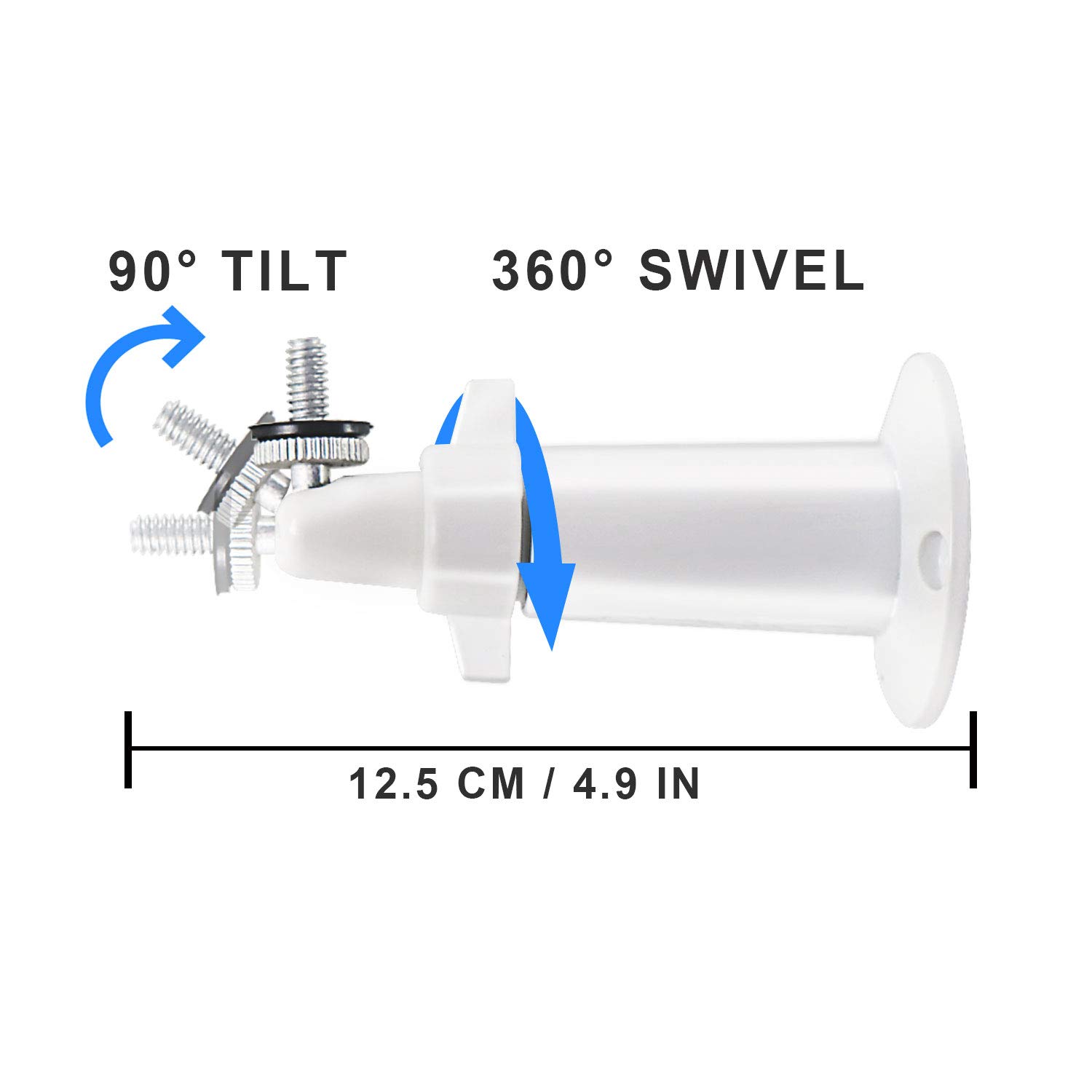 Adjustable Security Wall Mount-Indoor/Outdoor Mount for Arlo, Arlo pro, Arlo pro2, Arlo Ultra, Alro pro3 Surveillance Camera with 1/4 Screw Head (White)