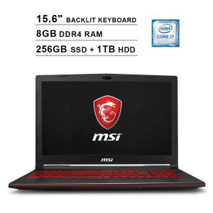 MSI GL63 15.6 Inch FHD Gaming Laptop (8th Gen Inter 6-Core i7-8750H up to 4.1GHz, 8GB DDR4 RAM, 256GB SSD (Boot) + 1TB HDD, NVIDIA GeForce GTX1650 4GB, Backlit Keyboard, Windows 10)