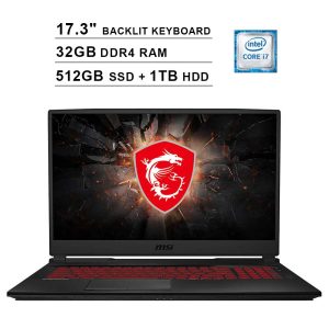 MSI Raider GL75 17.3 Inch FHD 1080p Gaming Laptop (Inter 6-Core i7-9750H up to 4.5GHz, 32GB DDR4 RAM, 512GB SSD (Boot) + 1TB HDD, GeForce GTX 1660 Ti 6GB, Backlit KB, Webcam, Windows 10)