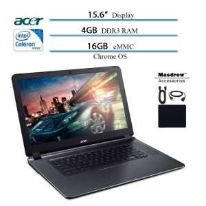 Acer Chromebook 15 15.6″ HD Laptop Notebook, Celeron N3060, 4GB RAM, 16GB eMMC, Intel HD Graphics 400, 720 HD Webcam with HRD, Gray W/ Accessories