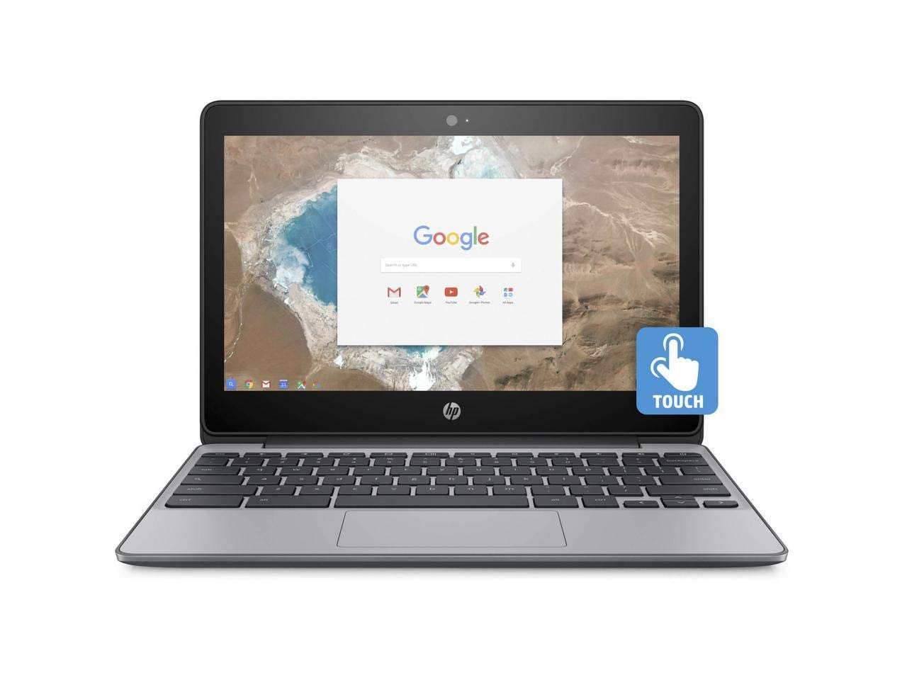 HP Chromebook 11.6in HD Touch Screen with IPS, Celeron N3060 @ 1.6GHz, 4GB RAM, 16GB eMMC, Gray (Renewed)