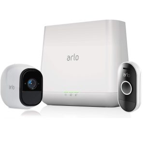 Arlo Pro – Wireless Home Security Camera System with Siren | Rechargeable, Night vision, Indoor/Outdoor, HD Video, 2-Way Audio, Wall Mount | Cloud Storage | 1 camera kit (VMS4130) w/ Doorbell