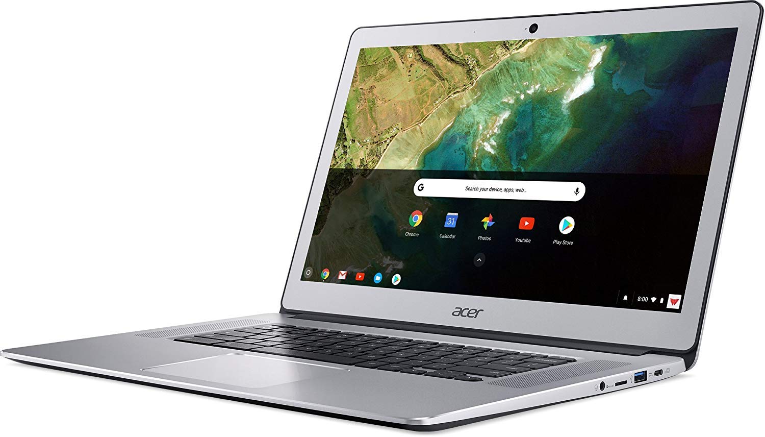 Acer Chromebook 15, Intel Celeron N3350, 15.6″ Full HD Touch, 4GB LPDDR4, 32GB Storage, Google Chrome, Pure Silver, CB515-1HT-C2AE, 15-15.99 inches