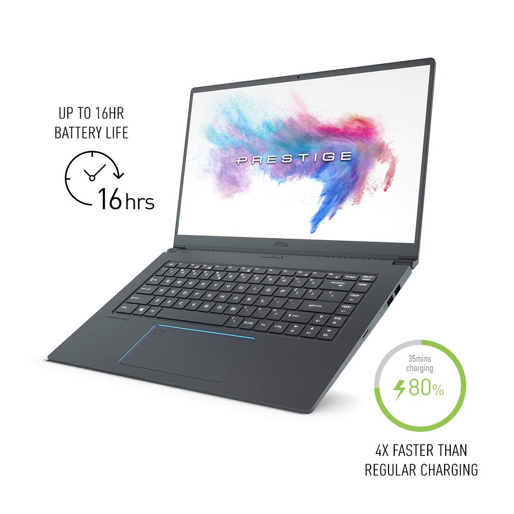 MSI PS63 Modern-091 15.6″ Ultra Portable Creative Laptop, Intel Core i7-8565U, GTX 1050Ti, 16GB, 1TB SSD, Win10P, White Backlit KB, Silky Glass Touchpad + Fingerprint Reader, Grey w/ Blue Diamond Cut