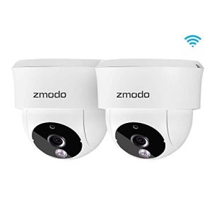 Zmodo 2 Pack 115° Wide-Angle Indoor Camera, Wireless Security System w/Remote Monitoring, Night Vision, Cloud Service on iOS, Android App (Renewed)