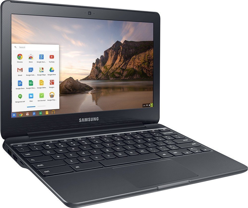 Samsung 11.6″ Chromebook with Intel N3060 up to 2.48GHz, 4GB Memory, 32GB eMMC Flash Memory, Bluetooth 4.0, USB 3.0, HDMI, Webcam, Chrome Operating System