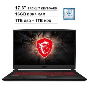 MSI Raider GL75 17.3 Inch FHD 1080p Gaming Laptop (Inter 6-Core i7-9750H up to 4.5GHz, 16GB DDR4 RAM, 1TB SSD (Boot) + 1TB HDD, GeForce GTX 1660 Ti 6GB, Backlit KB, Webcam, Windows 10)