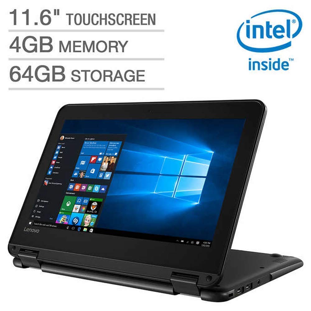 Lenovo 300e Flagship 2-in-1 Business Laptop/Tablet, 11.6″ HD IPS Touchscreen, Intel Celeron Quad-Core N3450 up to 2.2GHz, 4GB DDR4, 64GB eMMC, Windows 10 S/Pro, Choose Flash Drive