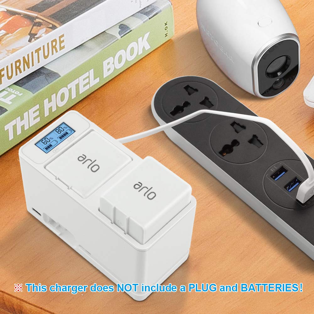 Arlo Battery Charger Station, Dual Rechargeable Batteries Charging Station for Arlo Pro/Pro 2/Go Camera with Type C Port and USB C Cable