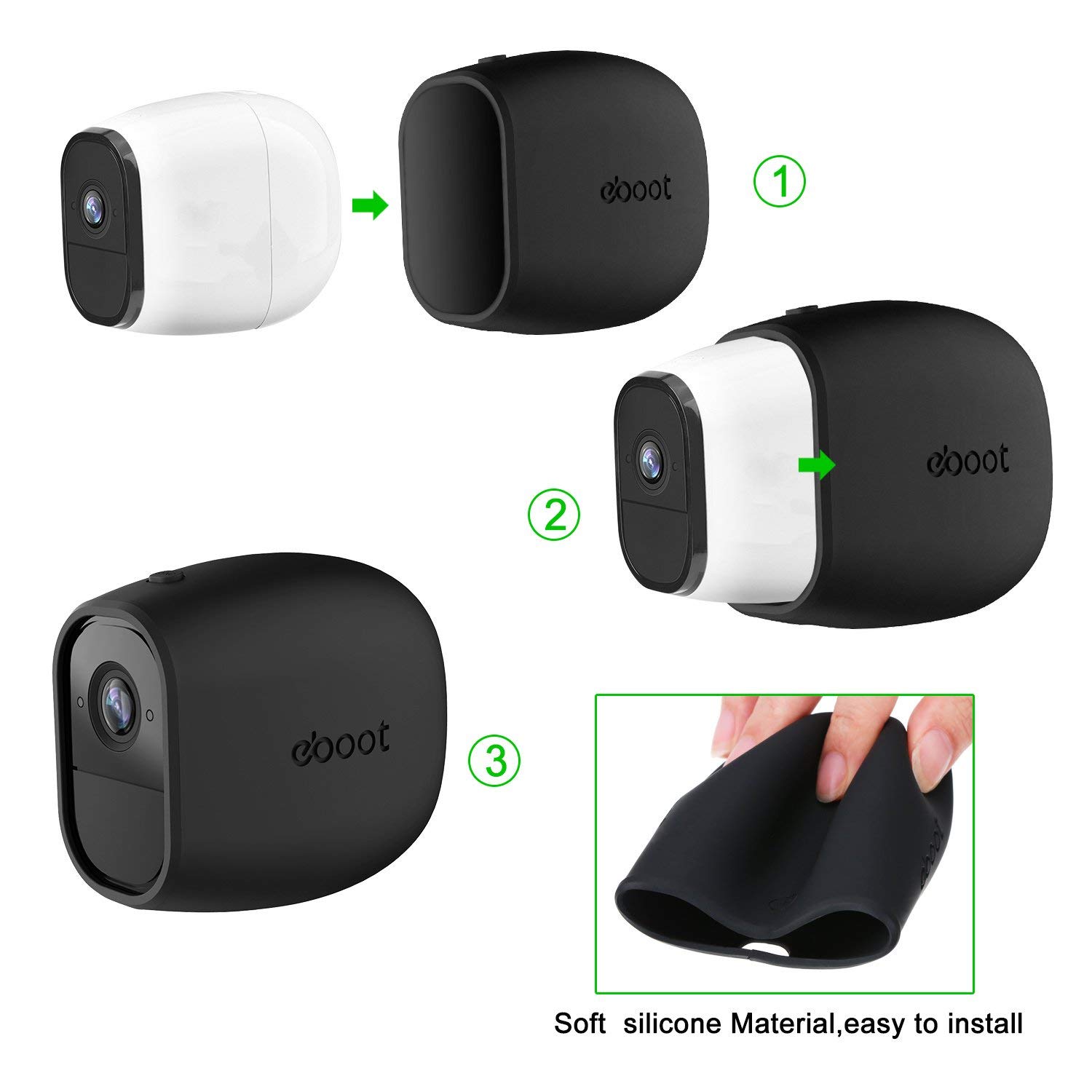 Silicone Skins Cover Protective Skin for Arlo Pro, Arlo Pro 2 Smart Security Wire-Free Cameras (3 Pack, Black)