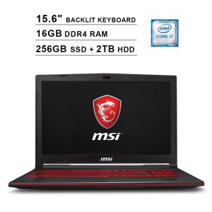 MSI GL63 15.6 Inch FHD Gaming Laptop (8th Gen Inter 6-Core i7-8750H up to 4.1GHz, 16GB DDR4 RAM, 256GB SSD (Boot) + 2TB HDD, NVIDIA GeForce GTX1650 4GB, Backlit Keyboard, Windows 10)