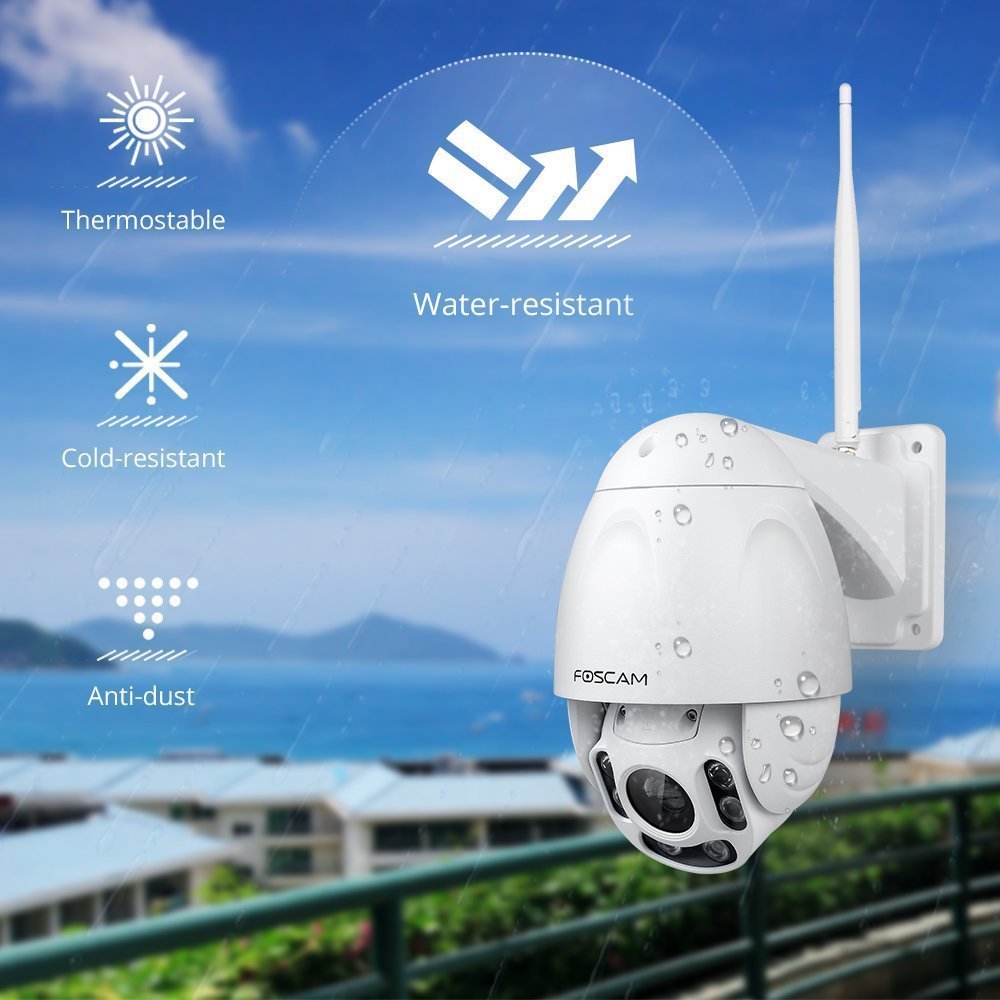 Foscam Outdoor PTZ (4X Optical Zoom) HD 1080P WiFi Security Camera – Pan Tilt Wireless IP Camera with Night Vision up to 196ft, IP66 Weatherproof Shell, WDR, Motion Alerts, and More (FI9928P)