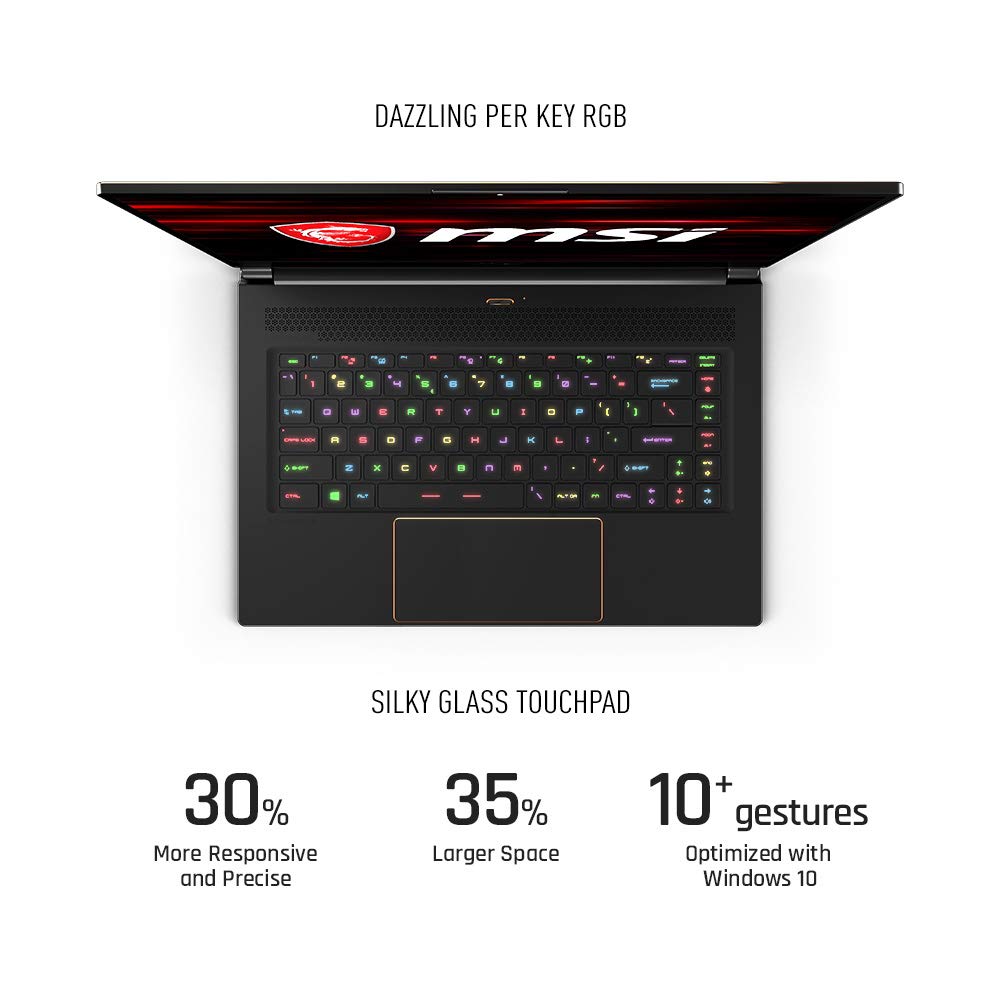 MSI GS65 Stealth-002 15.6″ Razor Thin Bezel Gaming Laptop NVIDIA RTX 2070 8G Max-Q, 144Hz 7ms, Intel i7-8750H (6 cores), 32GB, 512GB NVMe SSD, TB3, Per Key RGB, Win 10, Matte Black w/ Gold Diamond cut
