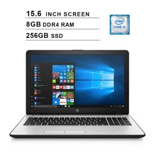 HP 15 15.6 Inch HD Laptop (Intel Dual Core i3-7100U 2.4 GHz, 8GB RAM, 256GB SSD, Intel UHD Graphics 620, WiFi, HDMI, Bluetooth, Windows 10) (Silver)