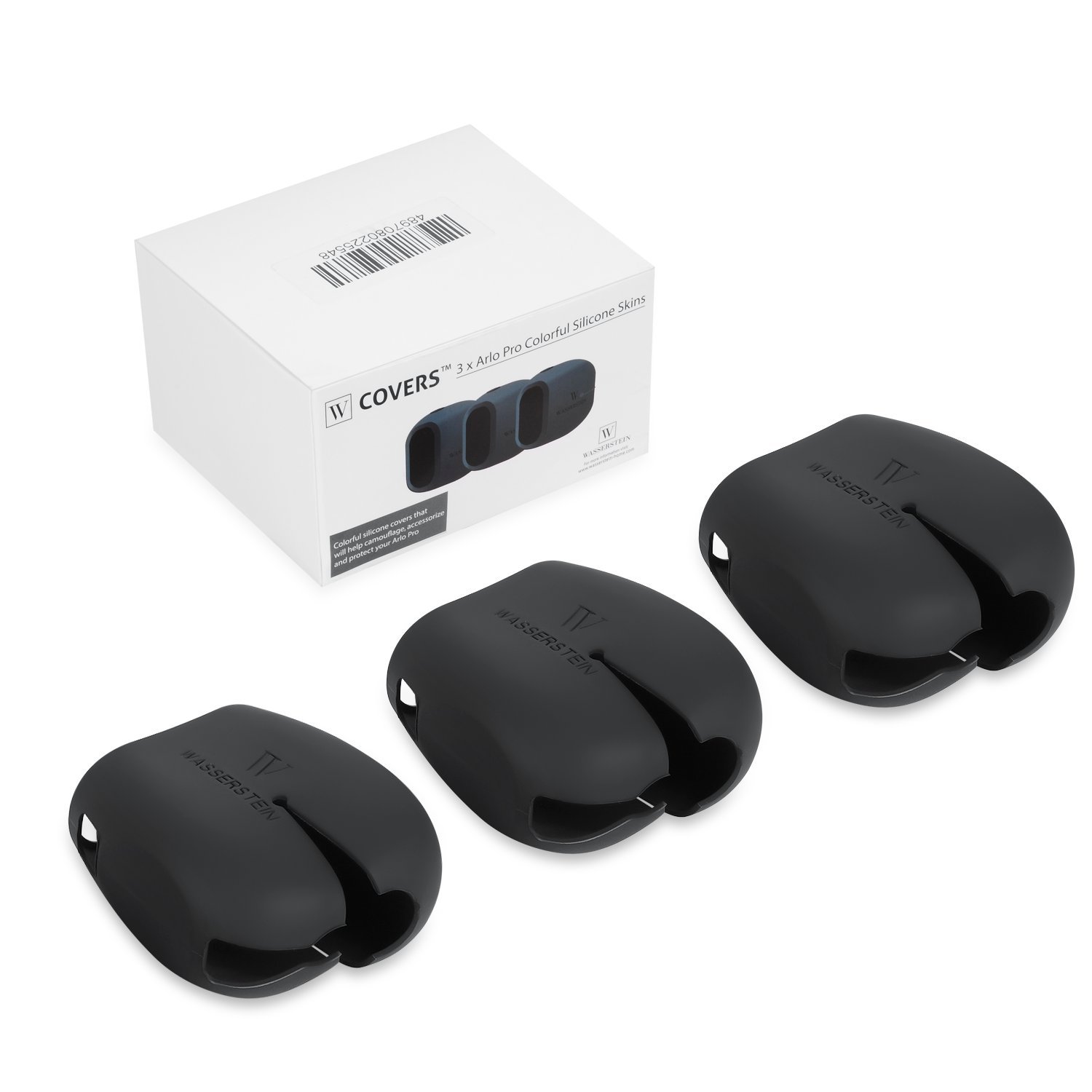3 x Silicone Skins Compatible with Arlo Pro & Arlo Pro 2 Smart Security – 100% Wire-Free Cameras – by Wasserstein (3 Pack, Black)