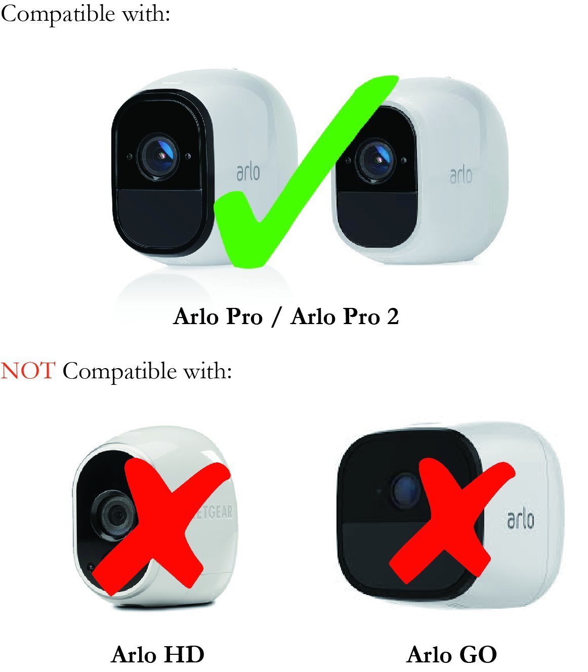 3 x Silicone Skins Compatible with Arlo Pro & Arlo Pro 2 Smart Security – 100% Wire-Free Cameras – by Wasserstein (3 Pack, Black)