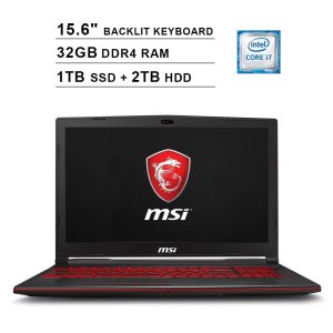 MSI GL63 15.6 Inch FHD Gaming Laptop (8th Gen Inter 6-Core i7-8750H up to 4.1GHz, 32GB DDR4 RAM, 1TB SSD (Boot) + 2TB HDD, NVIDIA GeForce GTX1650 4GB, Backlit Keyboard, Windows 10)