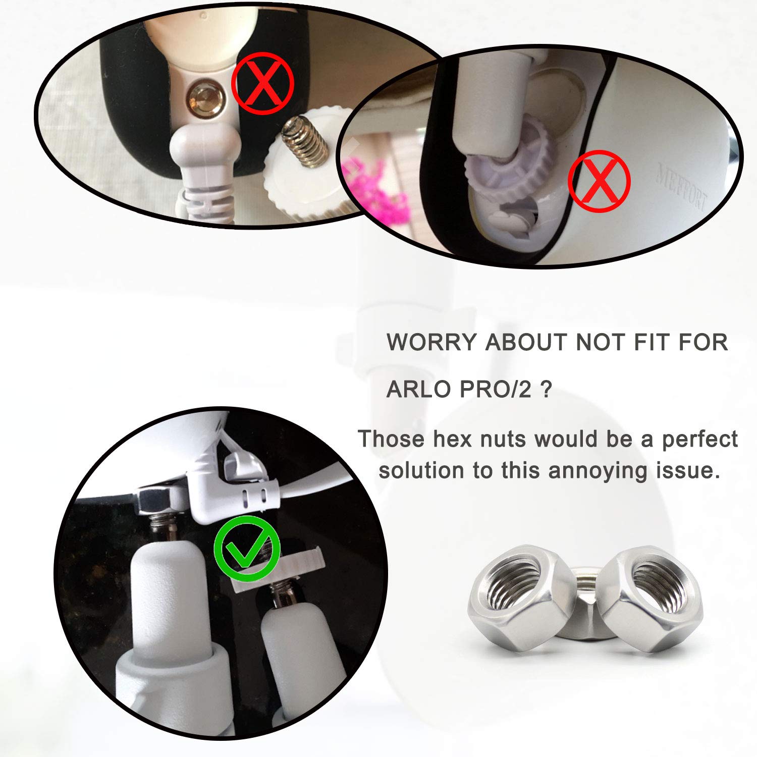 Adjustable Security Wall Mount-Indoor/Outdoor Mount for Arlo, Arlo pro, Arlo pro2, Arlo Ultra, Alro pro3 Surveillance Camera with 1/4 Screw Head (White)