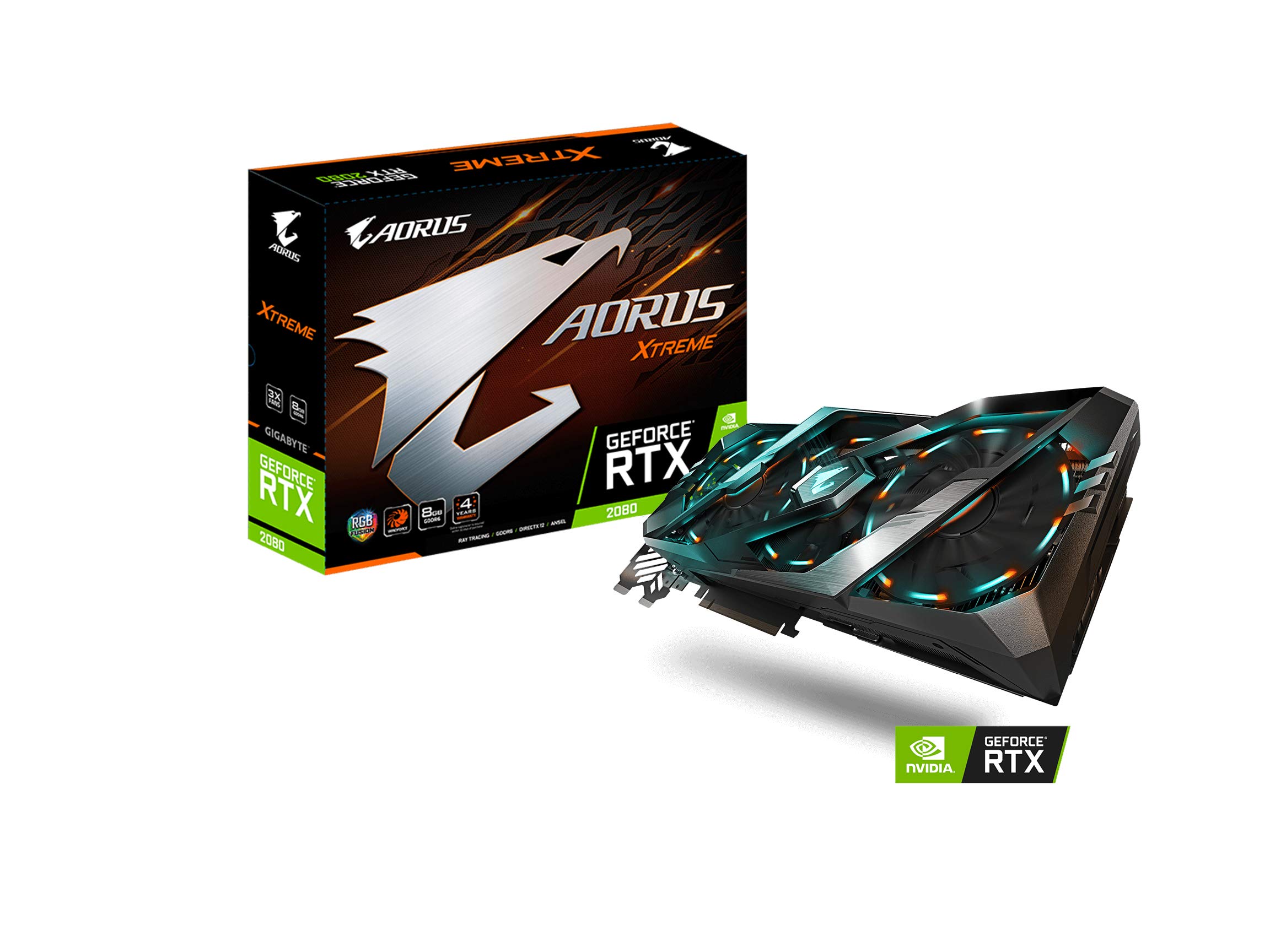 Gigabyte AORUS GeForce RTX 2080 Xtreme 8G Graphics Card, 3X Stacked Windforce Fans, 8GB 256-Bit GDDR6, GV-N2080AORUS X-8GC Video Card