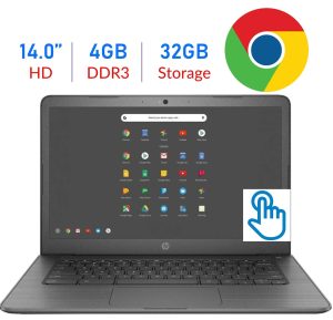 HP 14-inch HD SVA Touchscreen Chromebook Laptop, Intel Celeron N3350 Up to 2.4GHz 4GB DDR4 32GB eMMC 802.11ac WiFi Bluetooth USB 3.1 Type-C Webcam Chrome OS Add Extra Storage