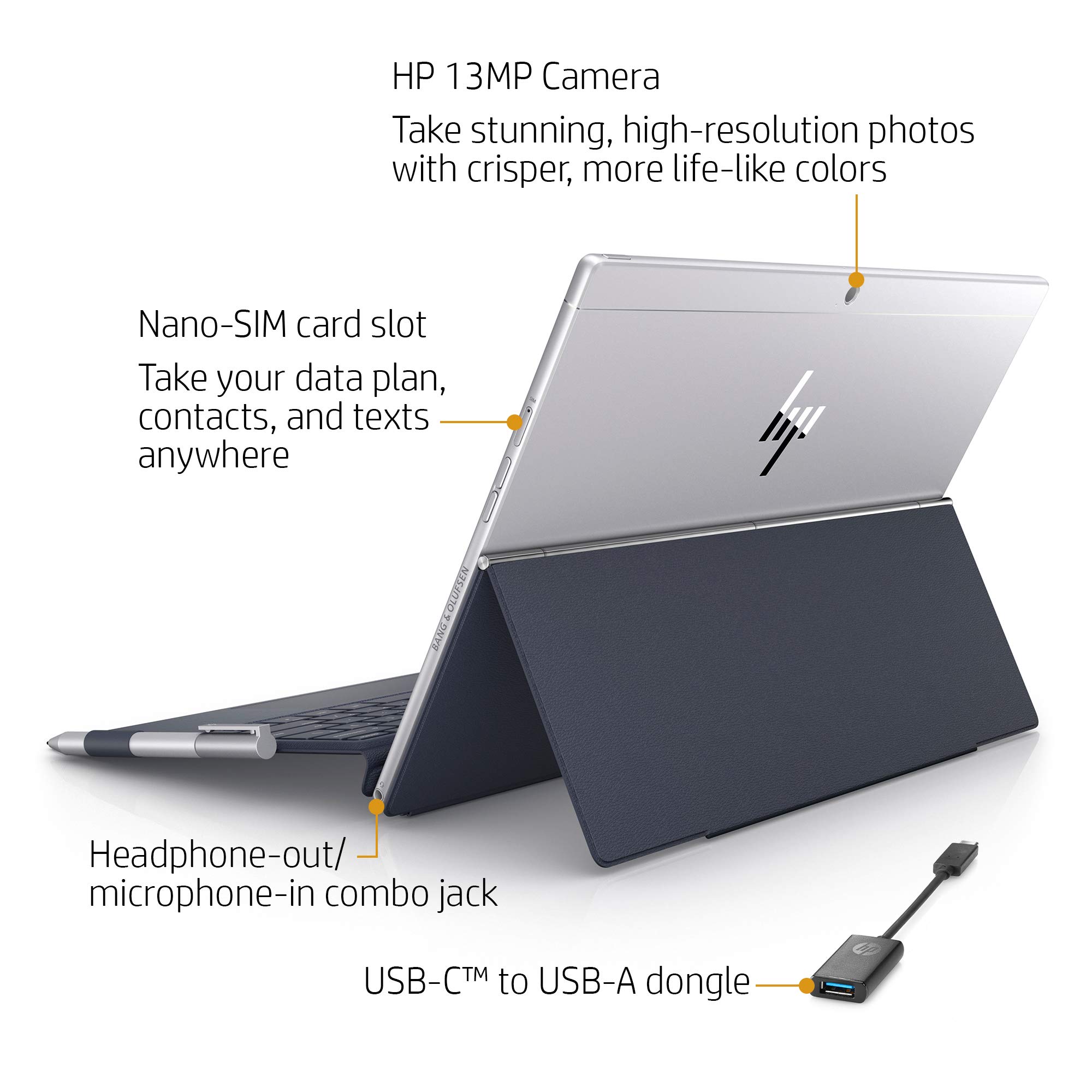 HP Envy x2 12-inch Detachable Laptop, Qualcomm Snapdragon Processor, 4 GB RAM, 128 GB Universal Flash Storage, Windows 10 Home in S Mode (12-e068ms, Natural Silver w/ Oxford Blue)