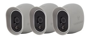 3 x Silicone Skins Compatible with Arlo HD – 100% Wire-Free Cameras — by Wasserstein (Grey)
