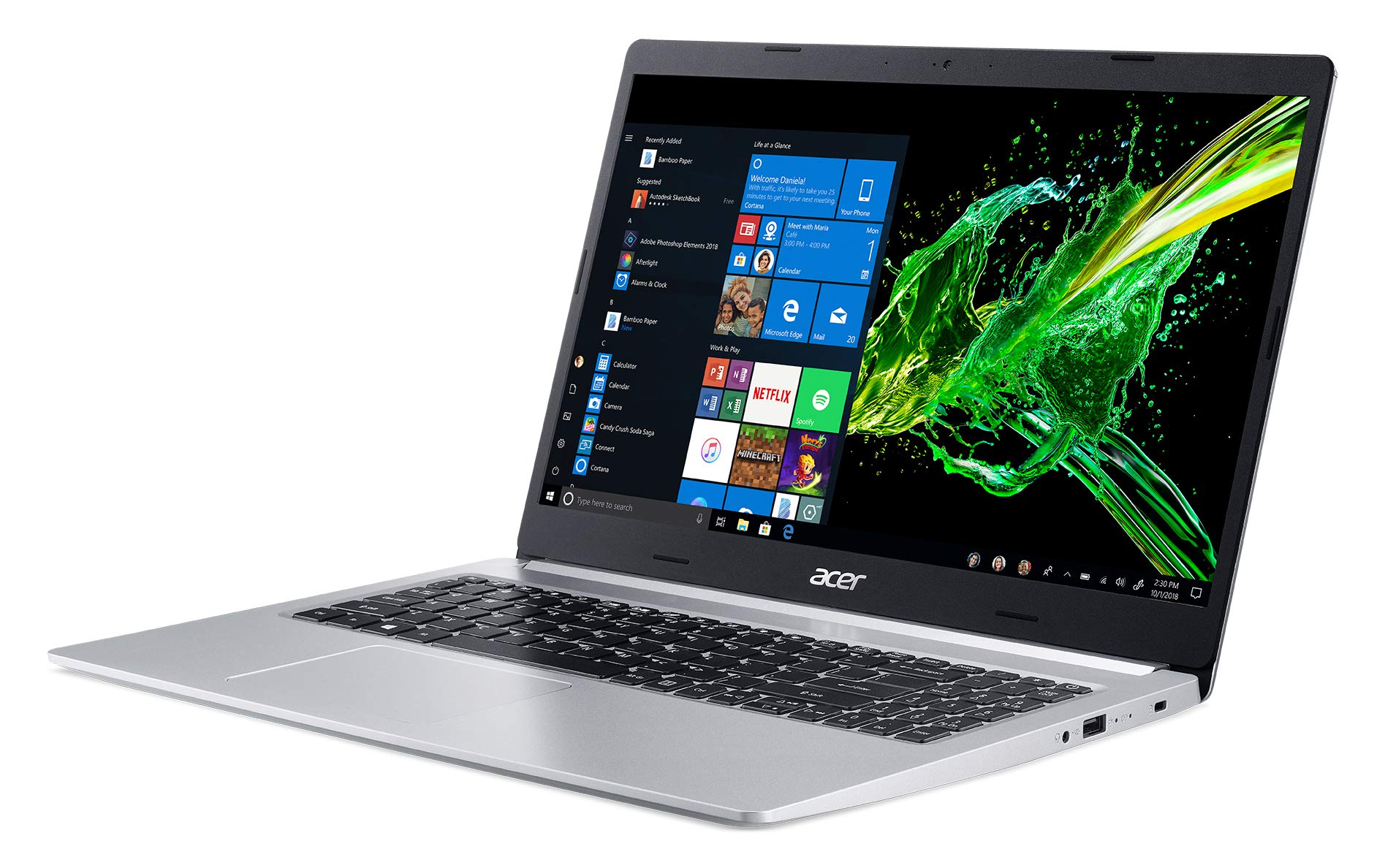 Acer Aspire 5 Slim Laptop, 15.6″ Full HD IPS Display, 10th Gen Intel Core i3-10110U, 4GB DDR4, 128GB PCIe NVMe SSD, Intel Wi-Fi 6 AX201 802.11ax, Backlit KB, Windows 10 in S Mode, A515-54-37U3