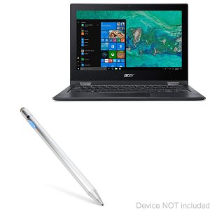 Acer Spin 1 (SP111-33) Stylus Pen, BoxWave [AccuPoint Active Stylus] Electronic Stylus with Ultra Fine Tip for Acer Spin 1 (SP111-33) – Metallic Silver
