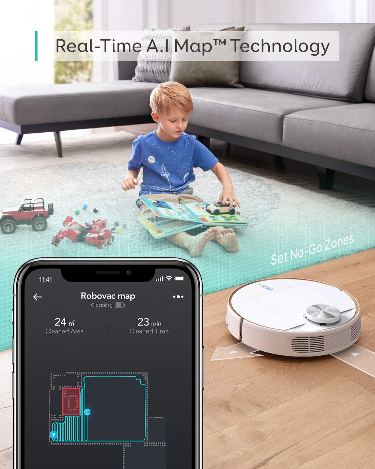 eufy RoboVac L70 Hybrid, Robot Vacuum, iPath Laser Navigation, 2-in-1 Vacuum and Mop, Wi-Fi, Real-Time Mapping, 2200Pa Strong Suction, Quiet, Self-Charging, For Hardwood Floor to Medium-Pile Carpets