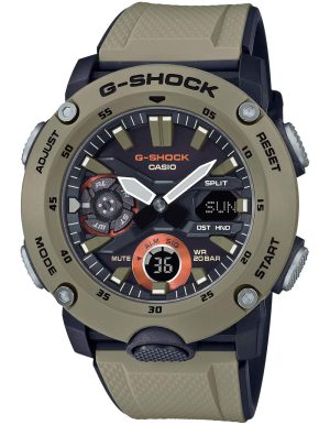 Casio Men’s G-Shock Analog-Digital Carbon Core Guard Beige Resin Band Watch GA2000-5A