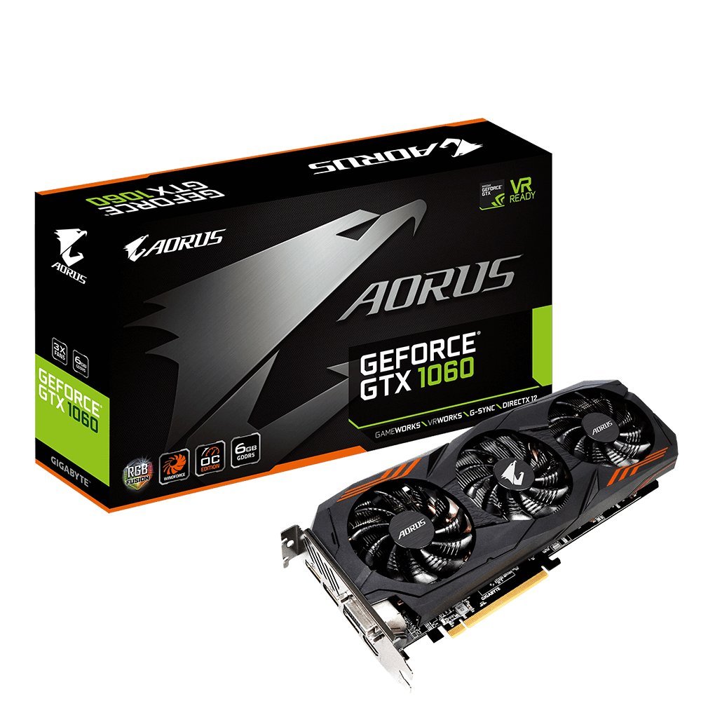 Gigabyte AORUS GeForce GTX 1060 6G REV 2.0 Computer Graphics Card – GV-N1060AORUS-6GD REV2.0